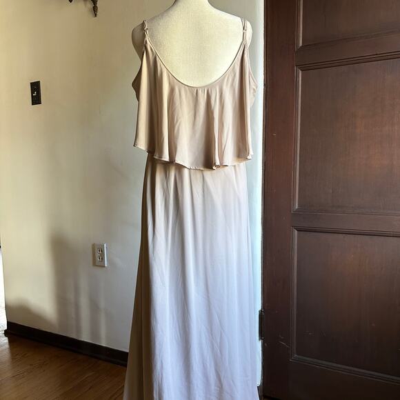 SHOW ME YOUR MUMU | Caitlin Ruffle Maxi Dress Dune Chiffon | Size Large - Picture 6 of 7